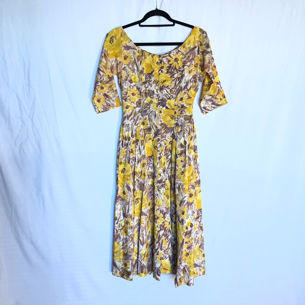 Vintage Marshall Fields yellow floral dress